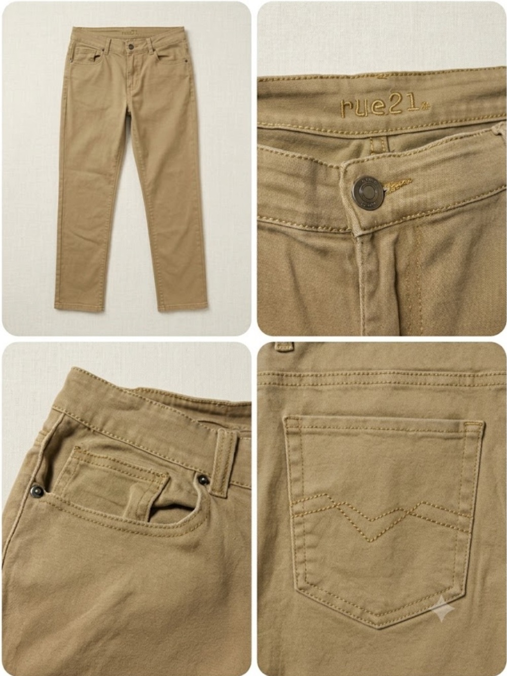 rue21 Beige Straight-Leg Jeans